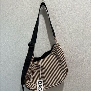Baggu Brown Striped Crescent Medium